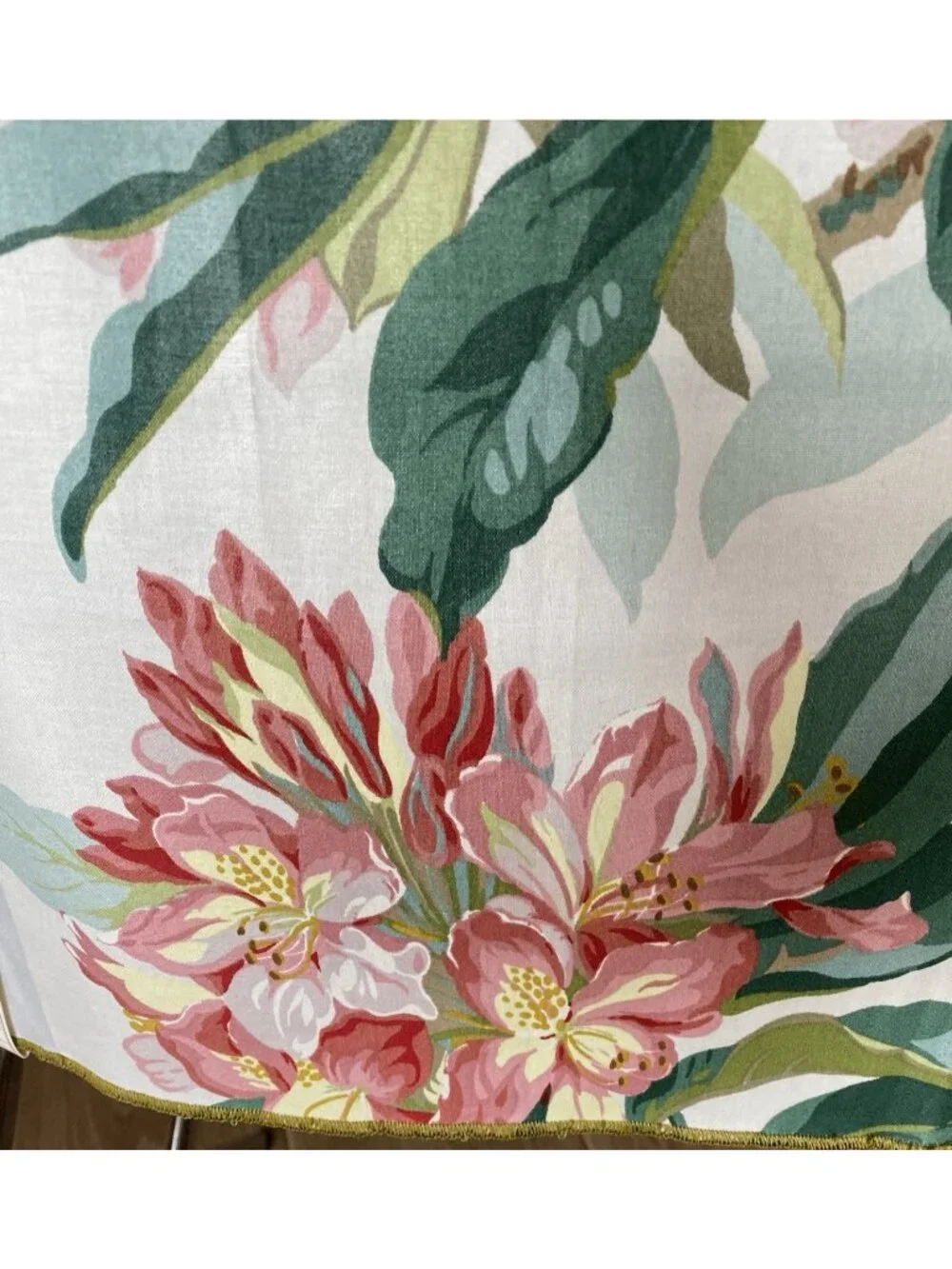 Tropical Floral Chintz Fabric Sample 28 X 27” Finished Edges